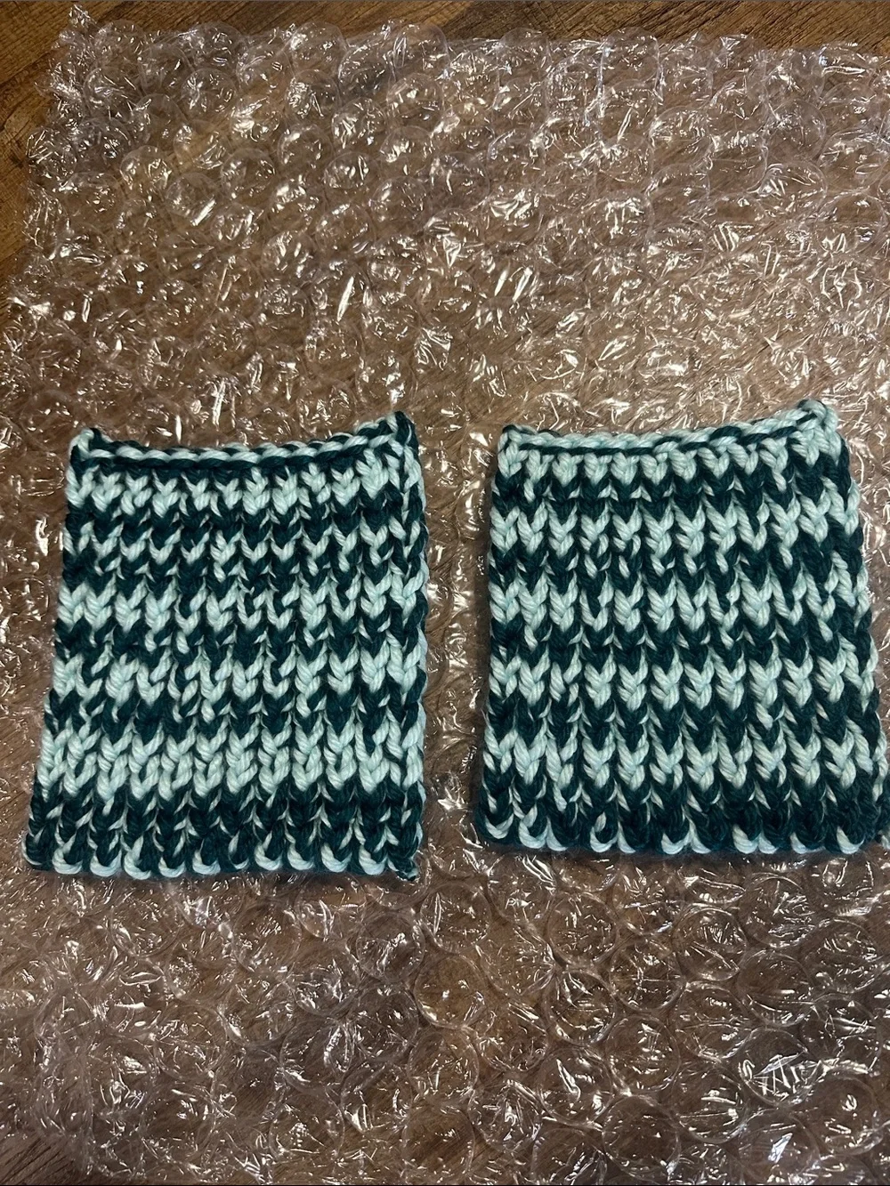 Handmade Knit Kitchen Hotpads in Teal & Turqoise